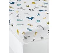 Drap-housse enfant ABECEDAIRE MARIN ivoire imprimé 90X190