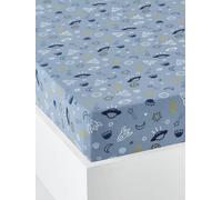 Drap-housse enfant COSMOS bleu 90X200