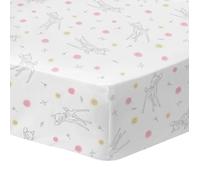 Disney Bambi Flowers Drap Housse Enfant 1 Personne| 100% Coton | Oeko-TEX | Drap Housse 90x190 cm Fille | Blanc