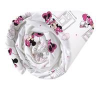 Disney Home Minnie Shopping Drap Housse Enfant | 100% Coton | Oeko-TEX | 90x190cm | Imprimé Fille | Blanc