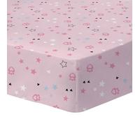 Drap housse imprimé 100% coton, gabby et la maison magique hearts rose 90X190