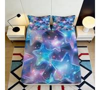 Drap-Housse étoiles Cosmos, Microfibre Toucher dou, 3D Printed, Protection Matelas, décor Chambre, Facile à Laver, Cadeau déménagement, caractères 160x200x25cm