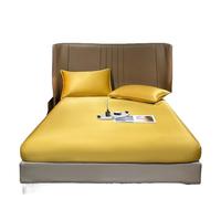 Drap-housse extensible avec poches profondes en satin doux au toucher soyeux Jaune 25 cm King Size 198 x 203 x 35 cm