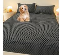 Drap-housse extra doux - Housse de matelas en peluche pour lit simple/complet - Comprend des taies d'oreiller - Gris foncé - 200 x 220 cm - Essentiels de literie de protection