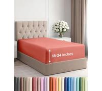 Drap-housse extra profond twin XL - Drap-housse simple de luxe pour hôtel - S’adapte facilement à un matelas de 45,7 cm à 60,9 cm - Drap-housse doux, sans plis, respirant et avec poches extra