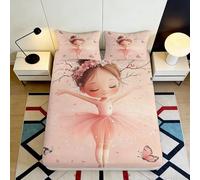 Drap Housse Fille Ballet 3D imprimé Microfibre Grand Bonnet Antidérapant Papillon Housse Matelas pour Chambre Jeune Adulte 90x200x25cm