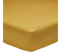 Drap Housse Fines Rayures en Bambou, 160 x 200 cm, Écorce, Moutarde