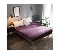 Drap Housse Flanelle Drap De Lit 100% De Cotton La Plus Douce Draps Plat Bonnet De 25cm Toucher Velouté Pelucheux Haud Fitted Sheets (Color : Purple, Size : 120x200+25 cm)