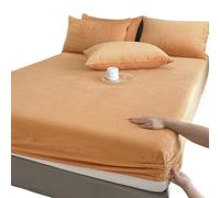 Drap Housse Flanelle Drap-housse élastique chaud et épais en flanelle de couleur unie, housse de matelas d'hiver réglable, linge de lit en velours, tailles 90/160/180/200 Drap Housse(Orange,160x200x25