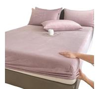 Drap Housse Flanelle Drap-housse élastique chaud et épais en flanelle de couleur unie, housse de matelas d'hiver réglable, linge de lit en velours, tailles 90/160/180/200 Drap Housse(PURPLE,160x200x25