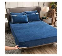 Drap Housse Flanelle Drap-housse élastique en peluche d'hiver for lit double, couvre-lit en velours doux et chaud, housse de matelas, protection de linge de lit for lit double, Queen, King Drap Housse