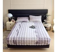 Drap Housse Flanelle en Peluche - Protector de Matelas Respirant à Carreaux, Alèse Lit Élastique Douce et Chaud pour Hiver, Tissu Vélours de Lait(Purple,Queen 60"x79")