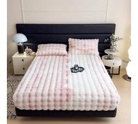 Drap Housse Flanelle en Peluche - Protector de Matelas Respirant à Carreaux, Alèse Lit Élastique Douce et Chaud pour Hiver, Tissu Vélours de Lait(Pink,2 Pillowcases)
