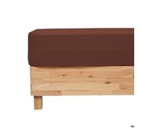 Atmosphera – Drap housse « Flora » – gaze de coton – 160x200 cm Marron