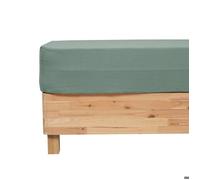 Drap housse ""Flora"" gaze de coton vert céladon 140x190cm - Atmosphera Créateur d'intérieur