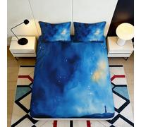 Drap Housse Galaxy Impression 3D Microfibre Poche Profonde antidérapant Linge de lit Chambre Housse Matelas étoile 120x200x25cm