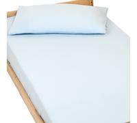 Drap housse uni en gaze de coton Bleu 90x190 bleu TU