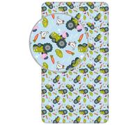 Drap Housse - Georges - Peppa Pig - 90 x 200 cm - 100% Coton - Bleu/Rose