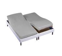 Drap Housse Gris foncé 2x80x200 cm en Coton 57 Fils - Forme Chausson pour lit tête et Pieds relevables, Fabrication française