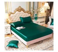 Drap Housse Housse de Matelas de Couleur Unie Haut de Gamme, Drap-Housse de Luxe en Satin avec Bande élastique, Drap de lit 140x190 150x190(Fei cui LV,140x200x25cm)