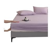 Drap-housse imperméable brossé avec élastique pour lit simple/grand lit/king size, violet doux pour la peau et respirant (couleur 02, 200 x 220 x 25 cm, 1 pièce)
