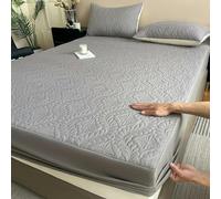 Drap-Housse imperméable en Relief, protège-Matelas matelassé, Anti-acariens, Respirant, Housse de Matelas en Lin 140/160/200-gris-160x200x30cm