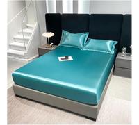 Drap-Housse Imperméable en Satin Housse De Matelas en Soie Artificielle Drap De Lit à Bande élastique De Couleur Unie Petit Et Grand Couvre-lit pour Lit Double Simple Que, Red, 200x220x25cm 1pc