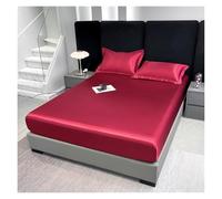 Drap-Housse Imperméable en Satin Housse De Matelas en Soie Artificielle Drap De Lit à Bande élastique De Couleur Unie Petit Et Grand Couvre-lit pour Lit Double Simple Que, Grey, 140x190x25cm 1pc