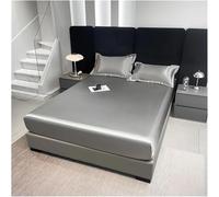 Drap-Housse Imperméable en Satin Housse De Matelas en Soie Artificielle Drap De Lit à Bande élastique De Couleur Unie Petit Et Grand Couvre-lit pour Lit Double Simple Que, Grey, 140x200x25cm 1pc