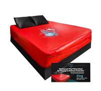 Drap-Housse imperméable en Vinyle 0,3 mm, Format King, Rouge | Poche profonde 40 cm, élastique réglable, base floquée antidérapante, poches latérales, 8 anneaux en D, nettoyage facile