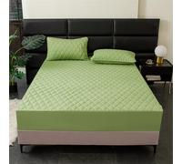 Drap-housse imperméable et respirant pour lit double 180 x 200 cm + 30 cm, infroissable, respirant, jupe très profonde, sans bruit, vert clair pour un confort ultime