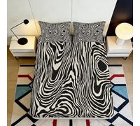 Drap Housse Impression 3D Motif Zèbre Microfibre Poche Profonde Enveloppement Complet Linge de Lit Zebra Mattress Fitted Cover Lavable Maison 180x200x25cm