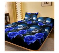 Drap Housse Imprimé 1 Drap-Housse Mat imprimé de Fleurs et d'animaux Modernes Simples, Couvre-lit Chambre à Coucher, literie (Hors taies d'oreiller)(200x220cm)