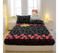 Drap Housse Imprimé 1 Drap-Housse Mat imprimé de Fleurs Plantes Modernes Simples, Couvre-lit Chambre à Coucher, literie (à l'exclusion des taies d'oreiller)(Color 5,200x220cm)