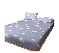 Drap Housse Imprimé 1 Drap-Housse Mat imprimé Face Cloud, Couvre-lit Chambre, literie (Hors taies d'oreiller)(150x200cm)