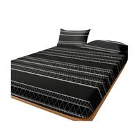 Drap Housse Imprimé 1 Drap-Housse Mat imprimé géométrique Moderne Simple, Couvre-lit de Chambre à Coucher, literie (Hors taies d'oreiller)(160x200cm)