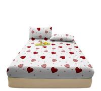 Drap Housse Imprimé 1 Drap-Housse Mat imprimé Simple et Moderne en Forme de cœur, Couvre-lit Chambre à Coucher, literie (Hors taies d'oreiller)(True Love White,120x200cm)