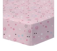 Drap housse imprimé 100% coton, gabby et la maison magique hearts rose 90X190