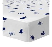 Drap-housse imprimé 100% coton, harry potter blason blanc 90X190