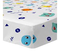 Drap-housse imprimé 100% coton, pokemon ziggy blanc 90X190