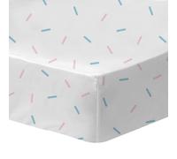 Disney Home Stitch Stripe Drap-Housse | 100% Coton | Oeko-TEX | 90x190/200cm | Imprimée Fille | Blanc