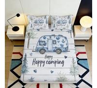 Drap Housse imprimé 3D Camping Caravane Microfibre Poche Profonde literie Chambre Couverture Matelas Camping éco antidérapant Lavable 90x200x25cm