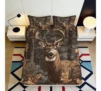 Drap Housse Imprimé 3D Cerf Forêt Microfibre Antidérapant Poche Profonde Jeu de Lit Chambre Cerf Mattress Fitted Cover pour Adulte 140x200x25cm