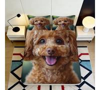 Drap-Housse Imprimé 3D Chien Mignon Microfibre Profondeur Elastique Antidérapant Parure de Lit Chien Mattress Fitted Cover pour Toute La Famille 120x200x25cm