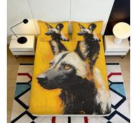 Drap Housse imprimé 3D Chien Sauvage d’Afrique Microfibre Poche Profonde antidérapant Housse de Matelas Chambre Adulte ado 90x200x25cm