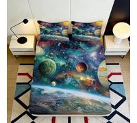 Drap Housse imprimé 3D Ciel étoilé Galaxie Microfibre Doux nébuleuse Cosmique protège-Matelas Chambre dortoir Facile d'entretien 120x200x25cm