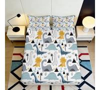 Drap Housse Imprimé 3D Dinosaures Microfibre Bord Élastique pour Chambre Adulte Jeune Linge De Lit Housse Matelas Dinosaures Antidérapant Poche Profonde 140x200x25cm