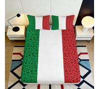 Drap-Housse Imprimé 3D Drapeau Italien Microfibre Poche Profonde Antidérapant Parure de Lit Style Italien Mattress Fitted Cover Lavable pour Adultes Jeunes 160x200x25cm