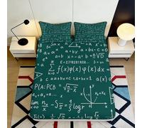 Drap Housse imprimé 3D formules mathématiques Microfibre Poche Profonde antidérapant Couverture Matelas mathématique Chambre 140x200x25cm