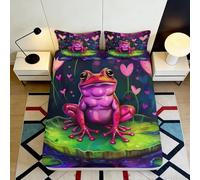Drap Housse imprimé 3D Grenouille Cartoon Microfiber Poche Profonde antidérapante Chambre Adulte Grenouille Mattress Fitted Cover 120x200x25cm